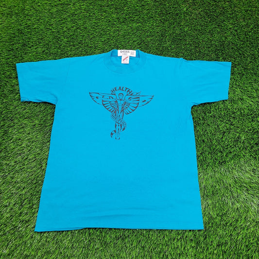 90s Chiropractic Health Shirt Womens Large 20x26 Turquoise