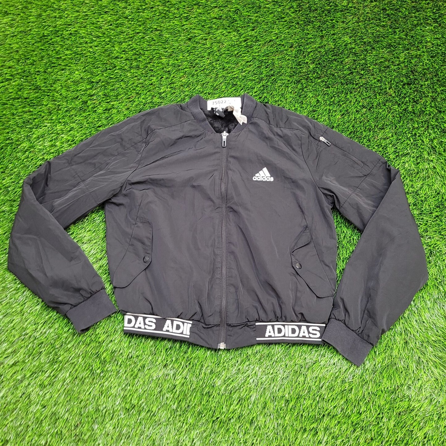 ADIDAS Jacket Womens Small 18x19 Black Lined