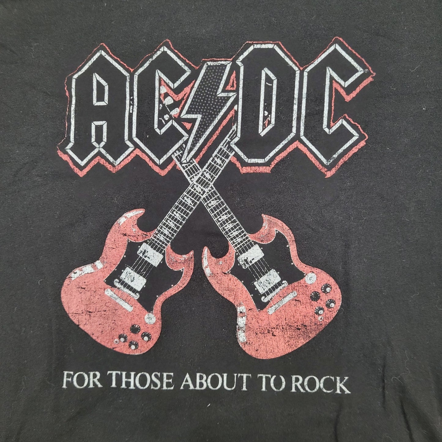 ACDC Crop-Top Shirt Womens Medium 19x19 Boxy