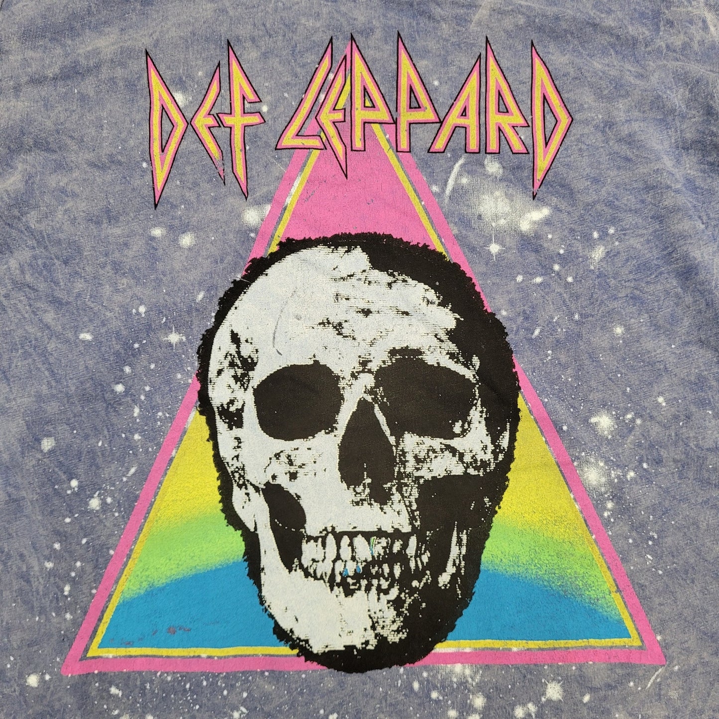 Def-Leppard Skull Shirt Womens Small 17x21 Acid-Wash Blue