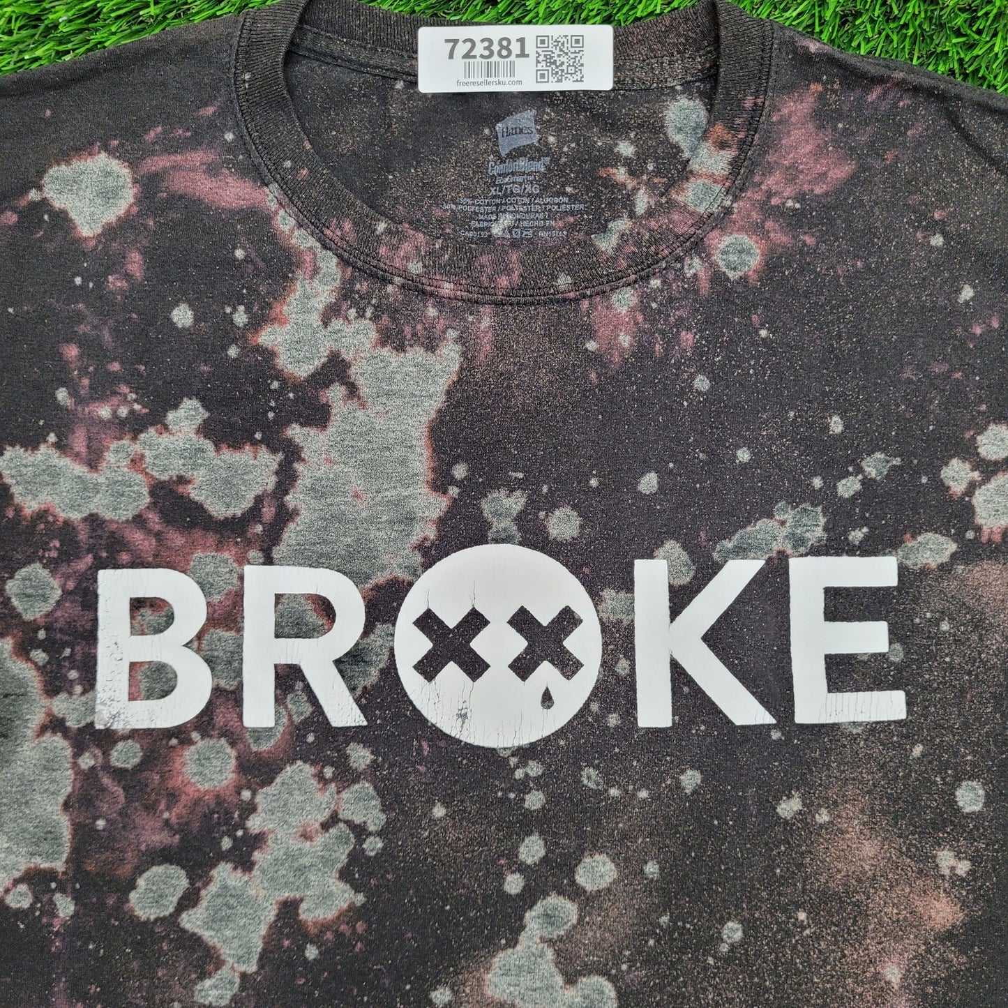 Brokie Shirt XL 23x27 Spellout Bleached