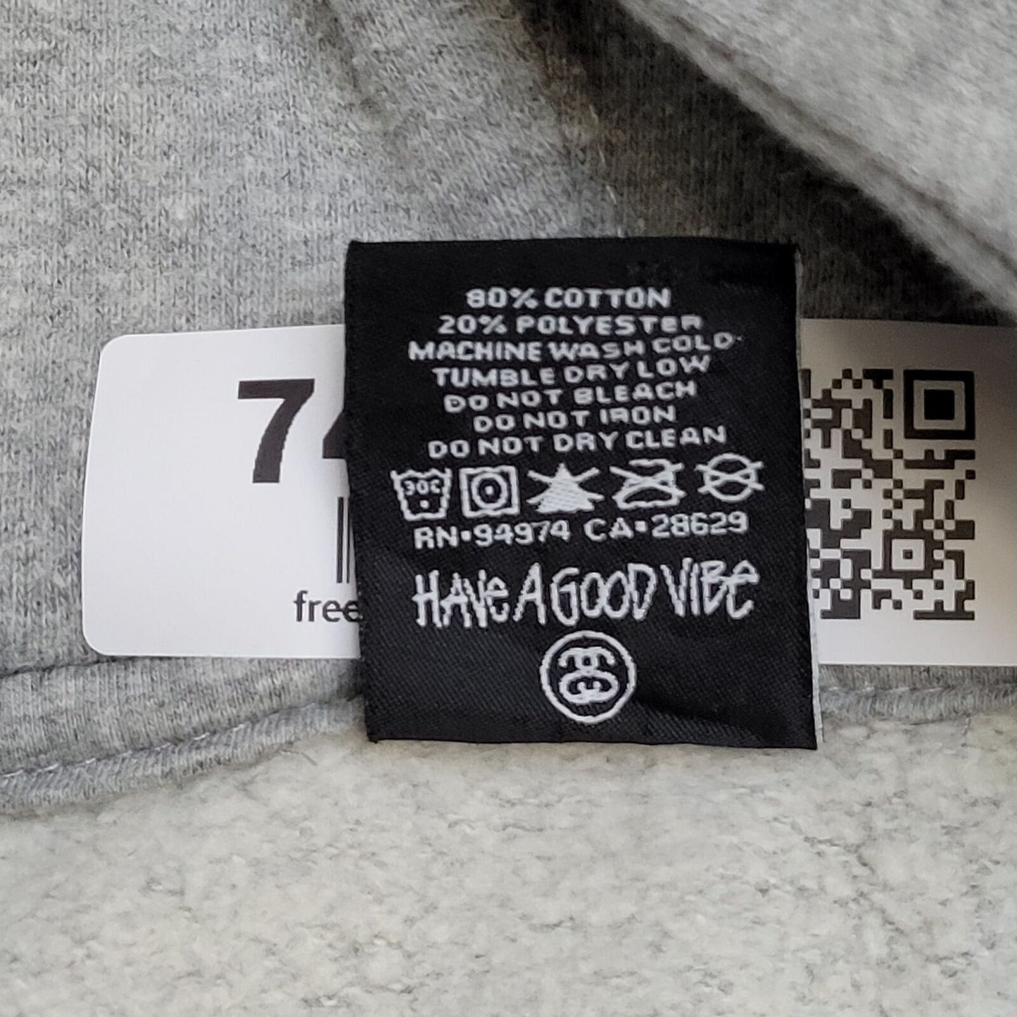 Vintage Stussy Zip Hoodie XL/2XL 24x27 Gray