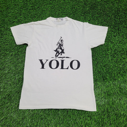 Vintage YOLO Shirt Small 17x24 White USA