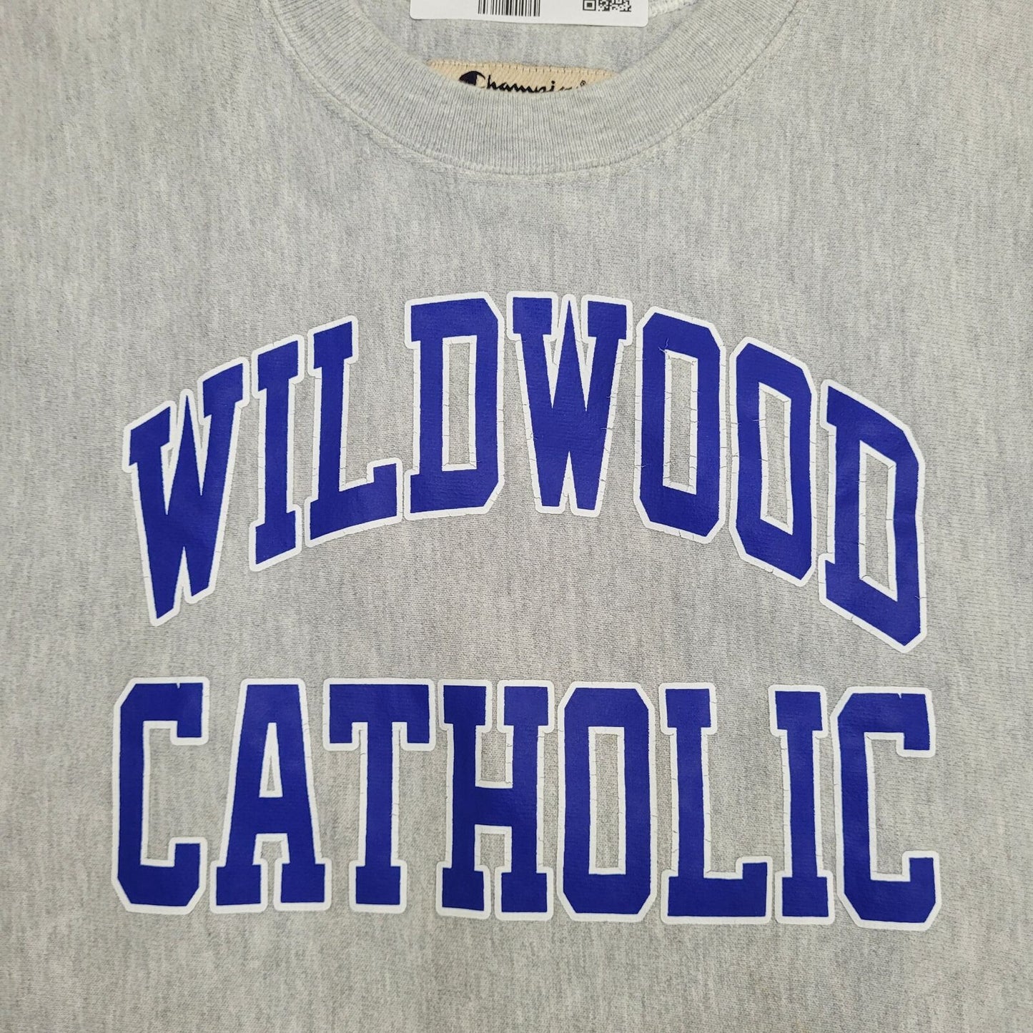 Vintage Wildwood Catholic Sweatshirt Women Medium 19x23 Gray