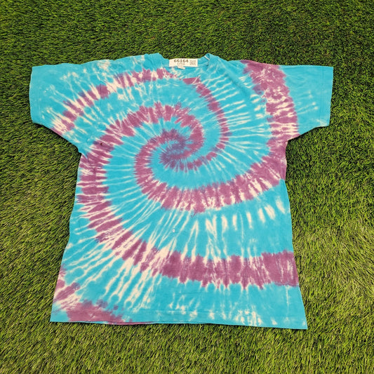 Vintage Spiral Tie-Dye Shirt Womens Large 20x25 Blue Purple