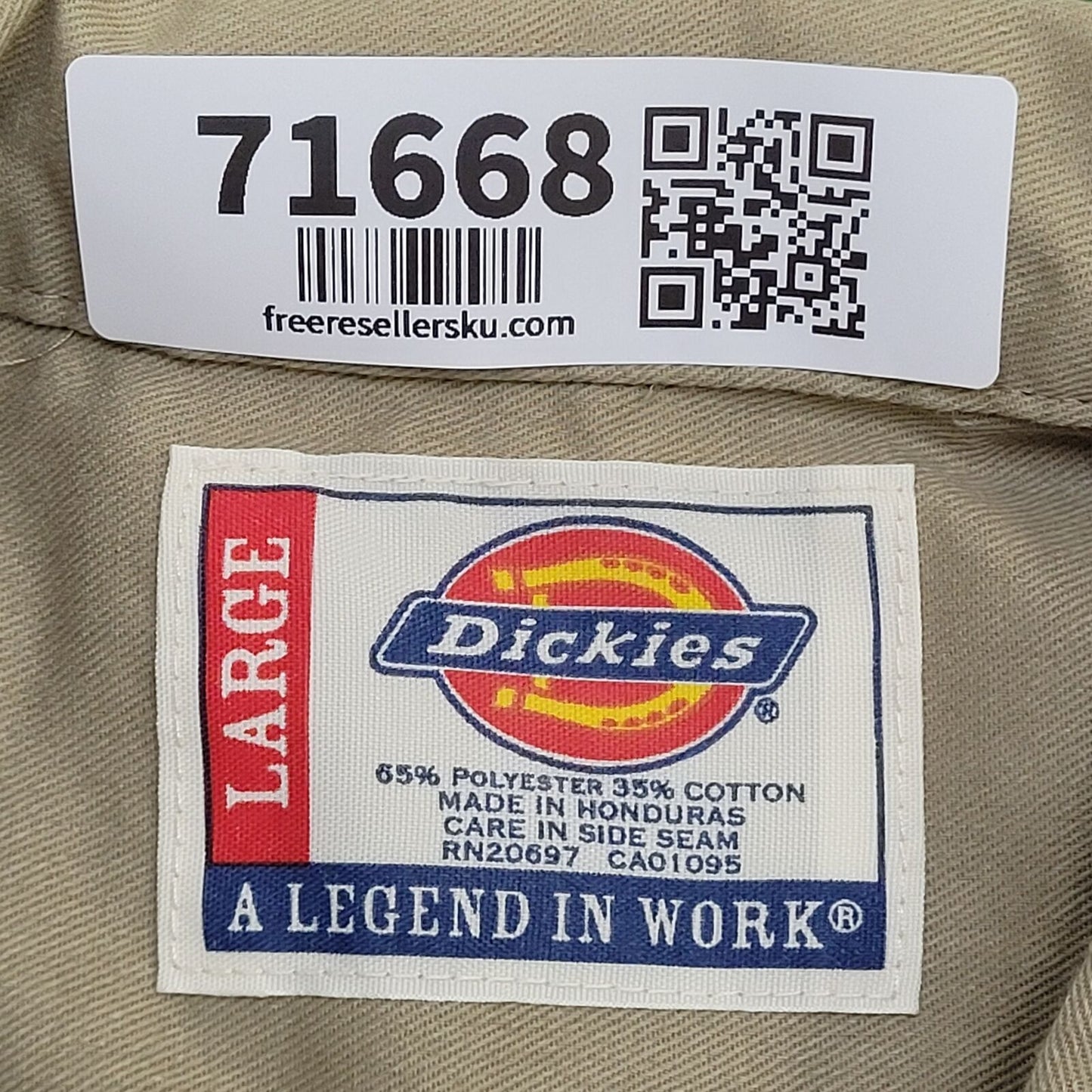 DICKIES Workwear Shirt Large 25x31 Tan Khaki Baggy