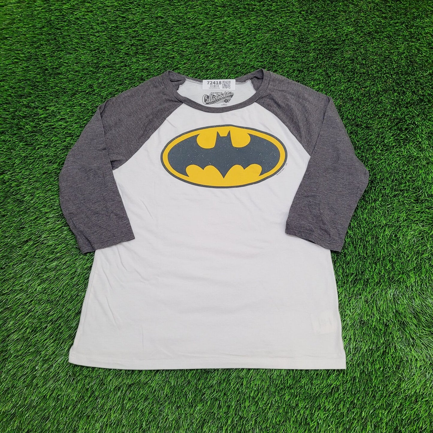 Batman Raglan Shirt Womens M/L 18x24 White