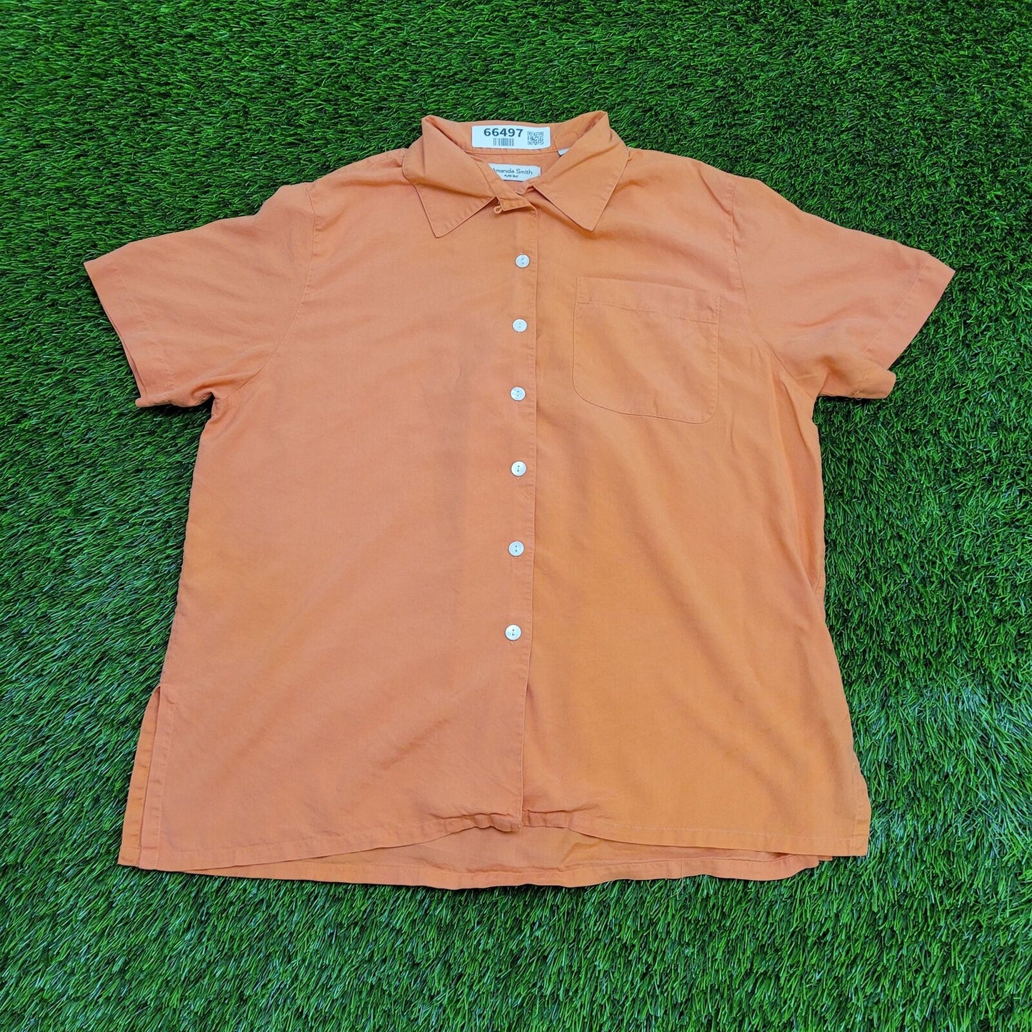 Amanda-Smith Button Shirt Womens Large 21x26 Orange