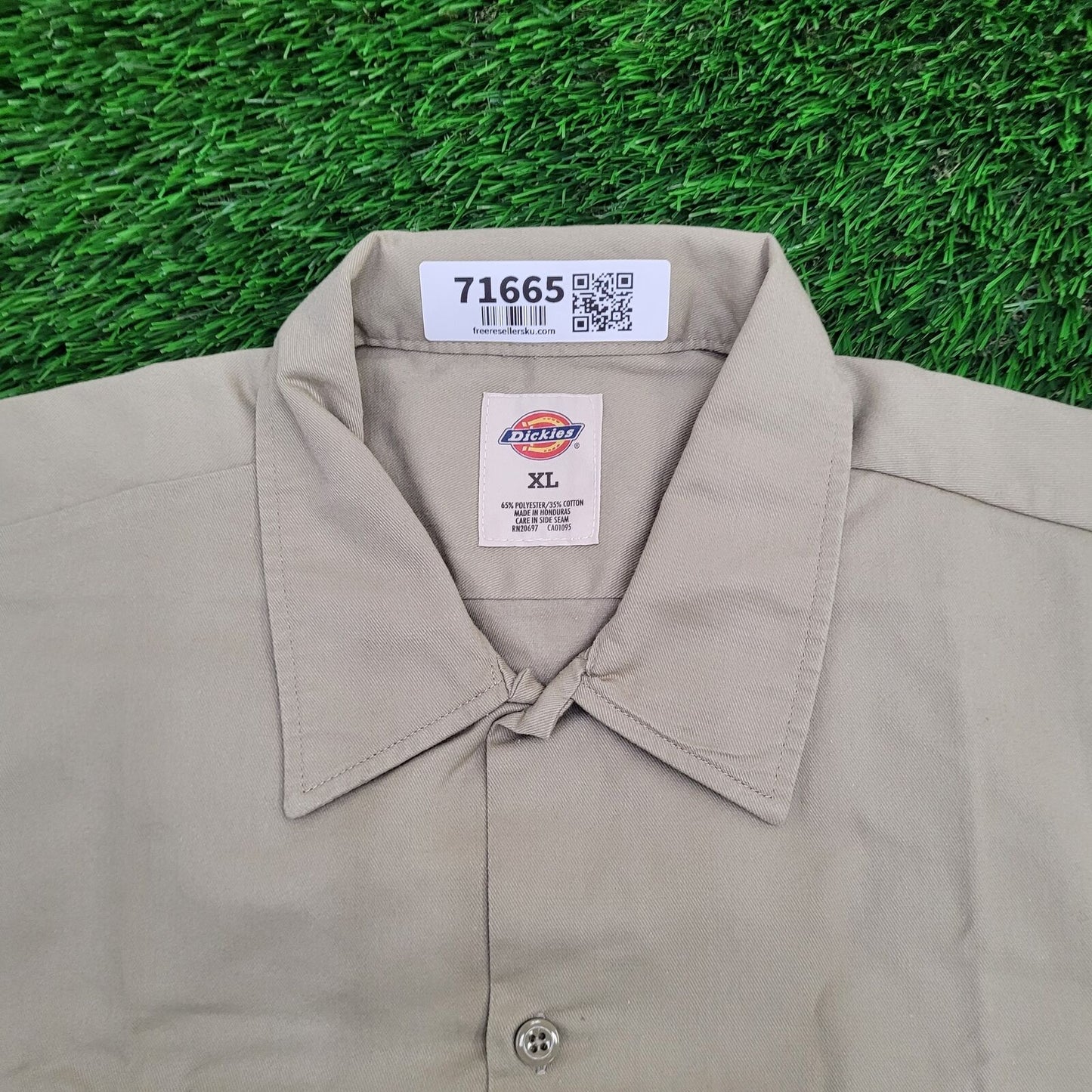 DICKIES Button Shirt XL 26x31 Tan Baggy