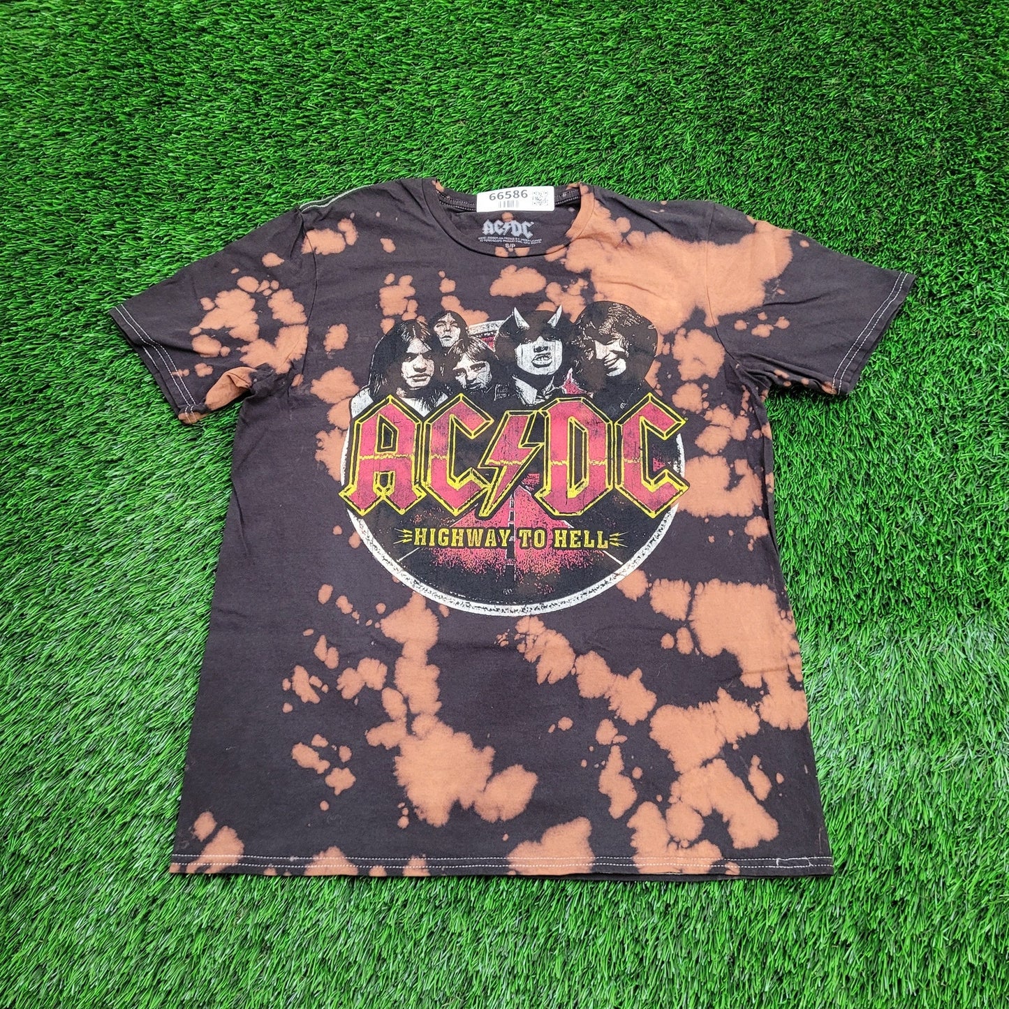 ACDC Bleached Shirt Womens Small 19x24 Black