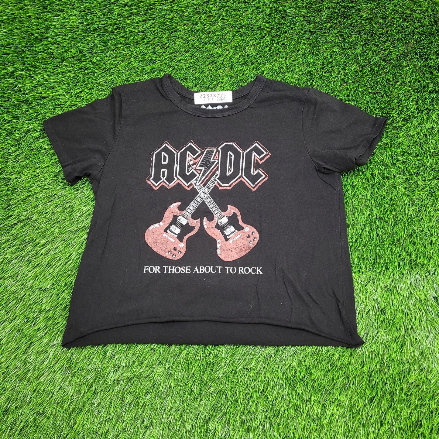 ACDC Crop-Top Shirt Womens Medium 19x19 Boxy