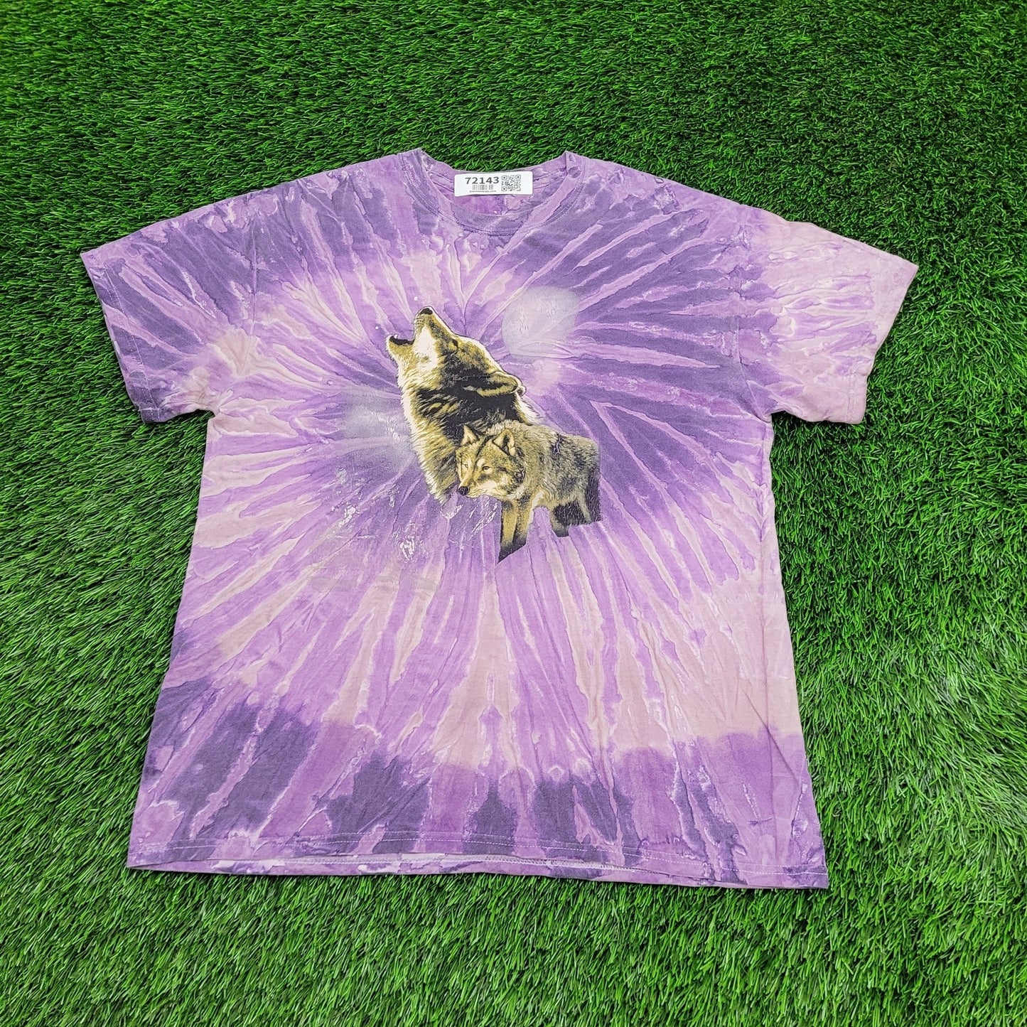 Vintage Y2K Wolf Shirt Womens Large 20x25 Spiral Tie-Dye