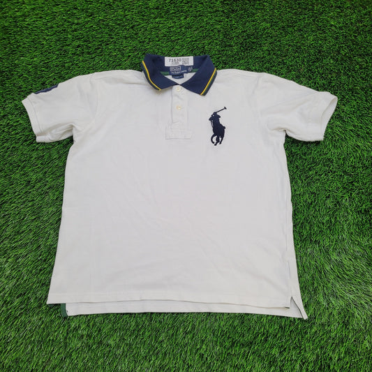 Vintage Ralph-Lauren Polo Shirt Large 21x24 White Big-Pony