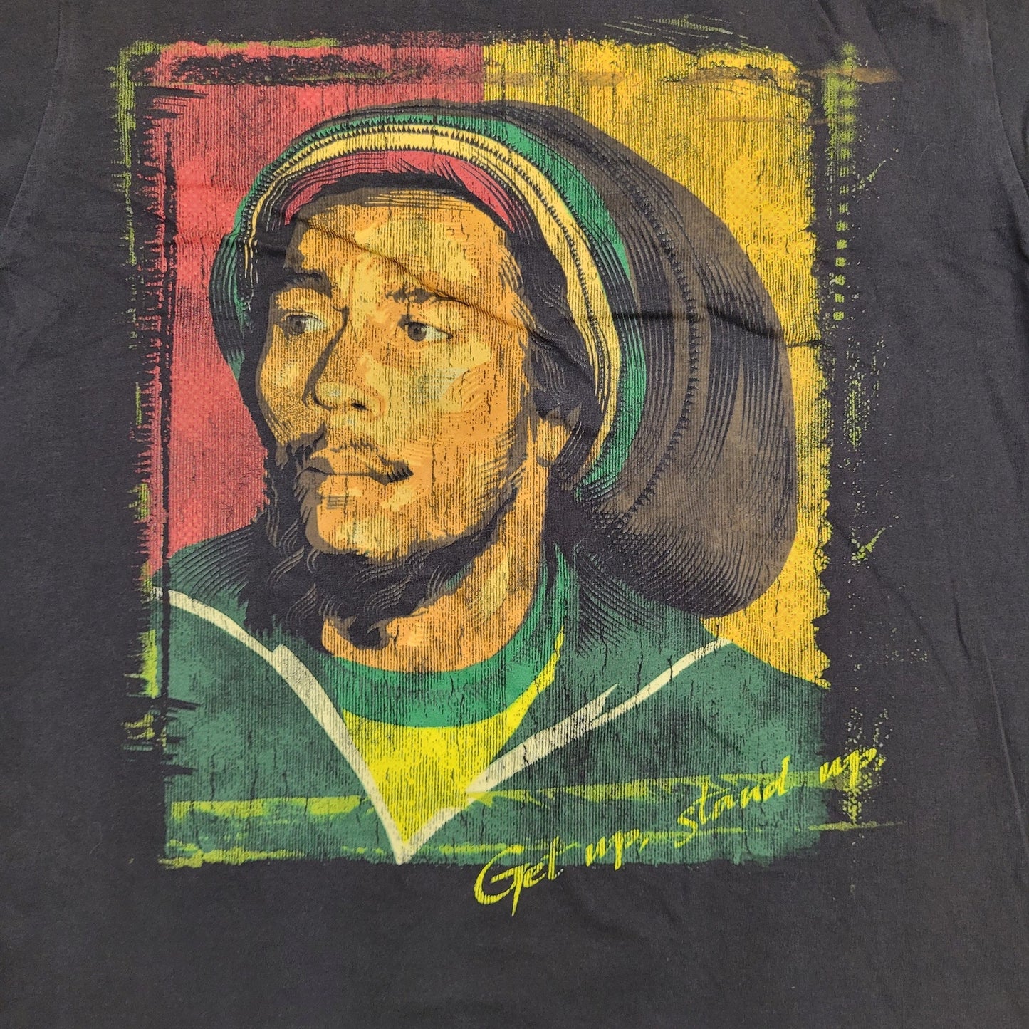 Bob-Marley Reggae Shirt Womens Medium 19x26 Black