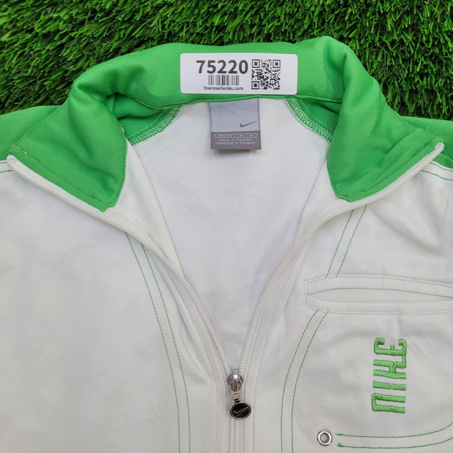 Vintage Y2K NIKE Track Jacket Women Medium 18x21 White Green