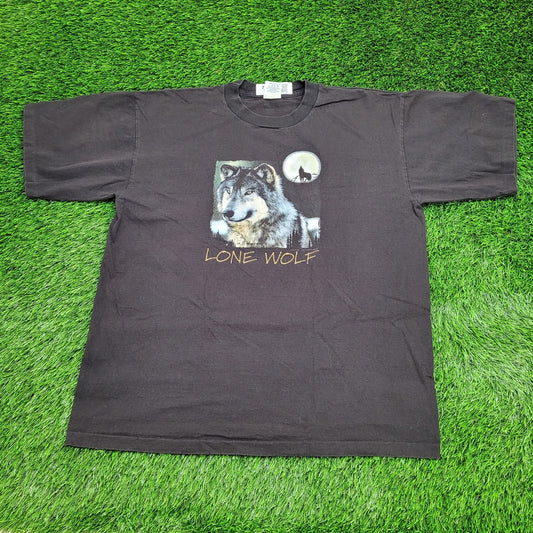 Vintage Wolf Shirt XL 24x28 Faded Y2K USA