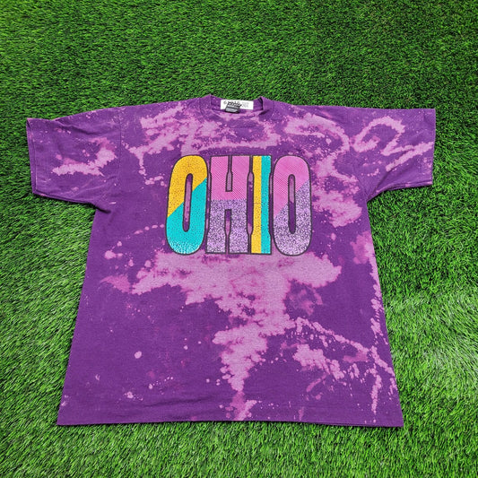 Vintage Ohio  Shirt Womens XL 23x27 Purple Bleached