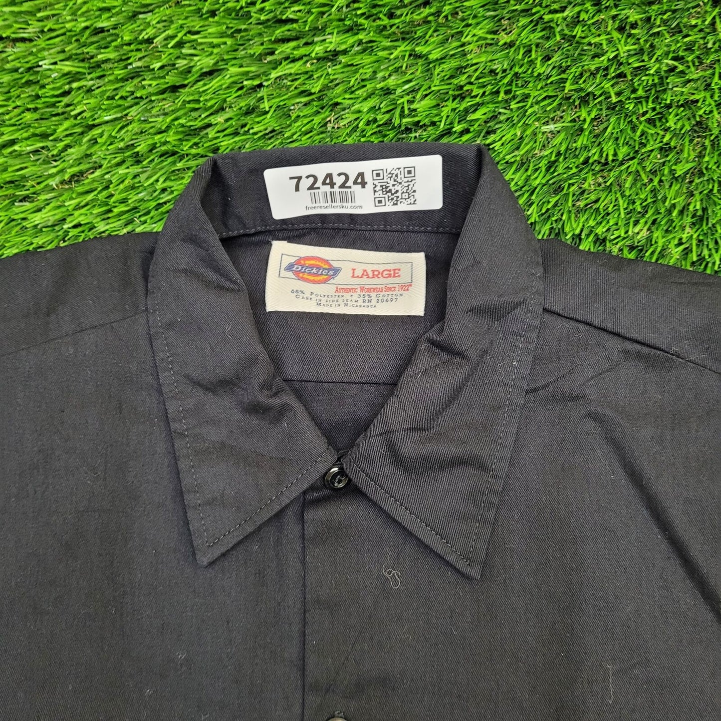 DICKIES Workwear Button Shirt Large 24x32 Black