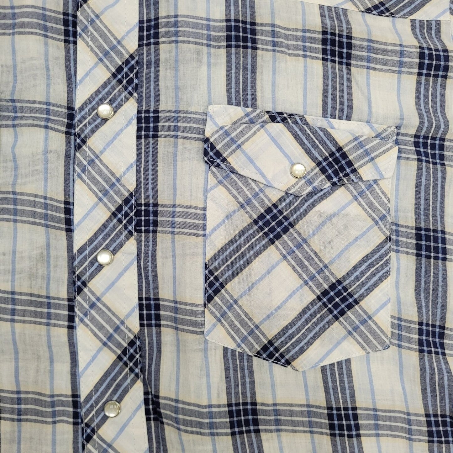 Vintage Western Wrangler Pearl-Snap Shirt Large 23x29 Plaid