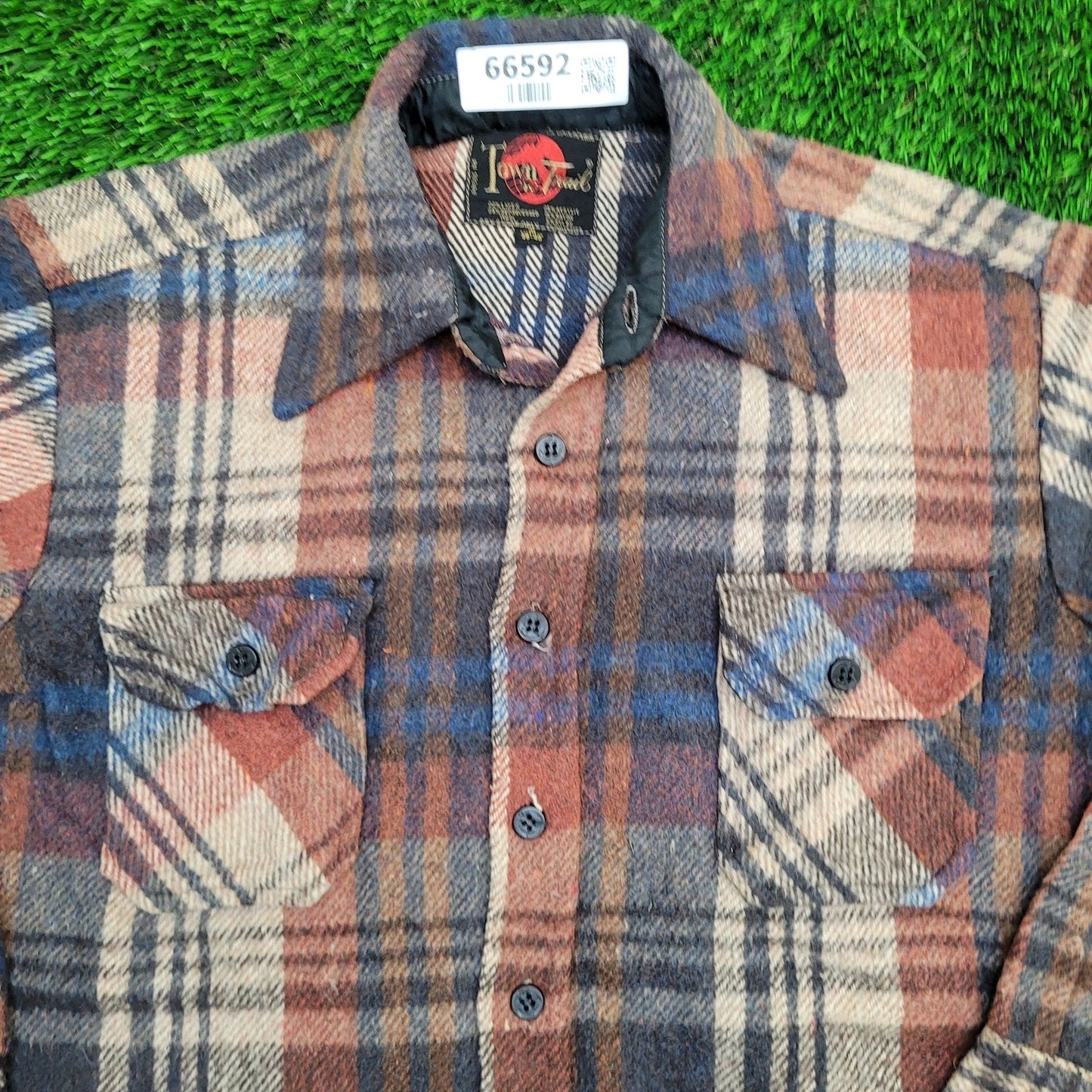 Vintage Tri-Blend Flannel Shirt Medium 21x26 Beige