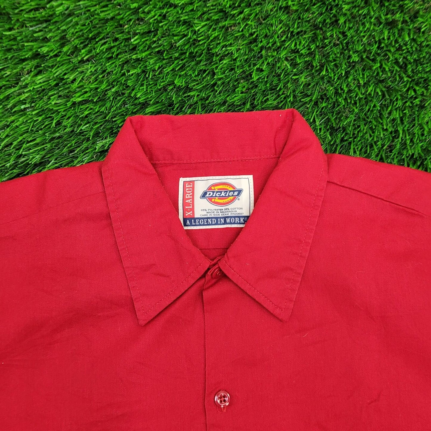 DICKIES Button Shirt XL 26x33 Baggy Red