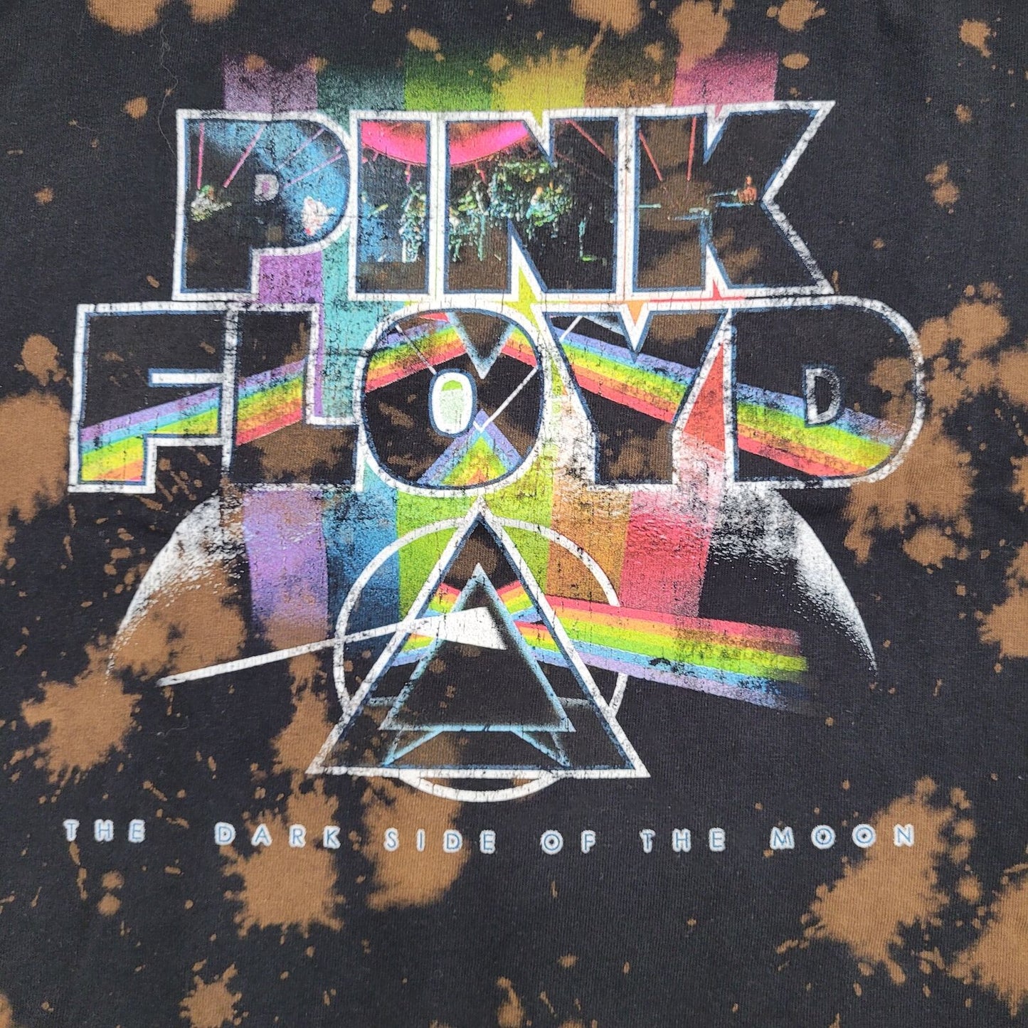 Distressed Pink-Floyd Cropped Shirt Womens Large 21x17 Black