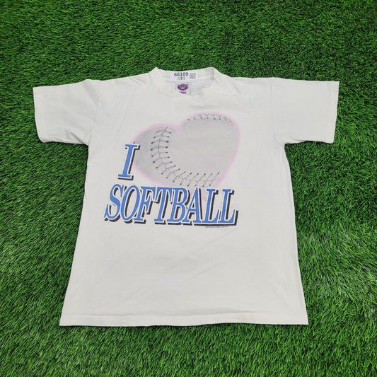 Vintage Softball Lover Shirt Womens Medium 19x25 White