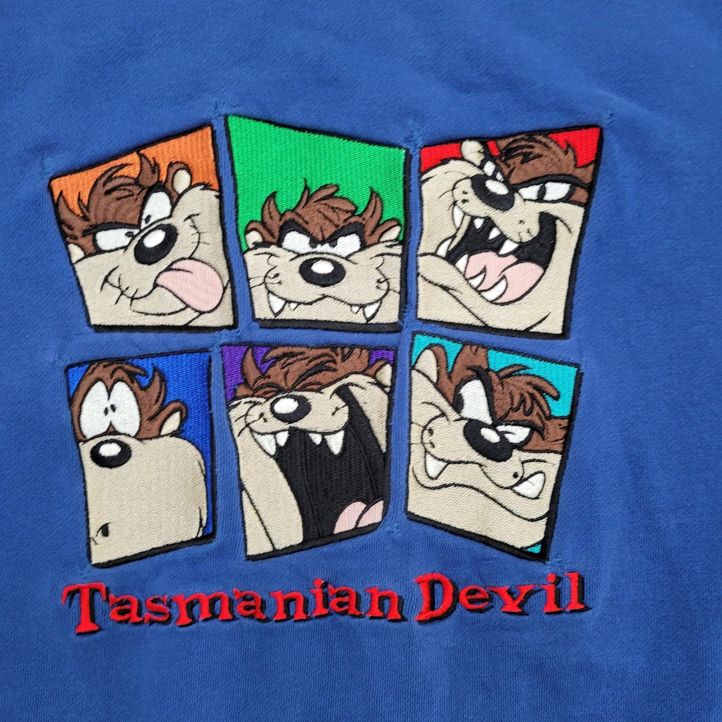 Vintage Tasmanian Devil Sweatshirt Womens Large 24x23 Blue