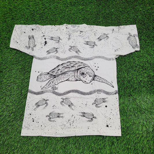 Vintage Turtle Shirt Medium 20x26 AOP Sea-Life Art