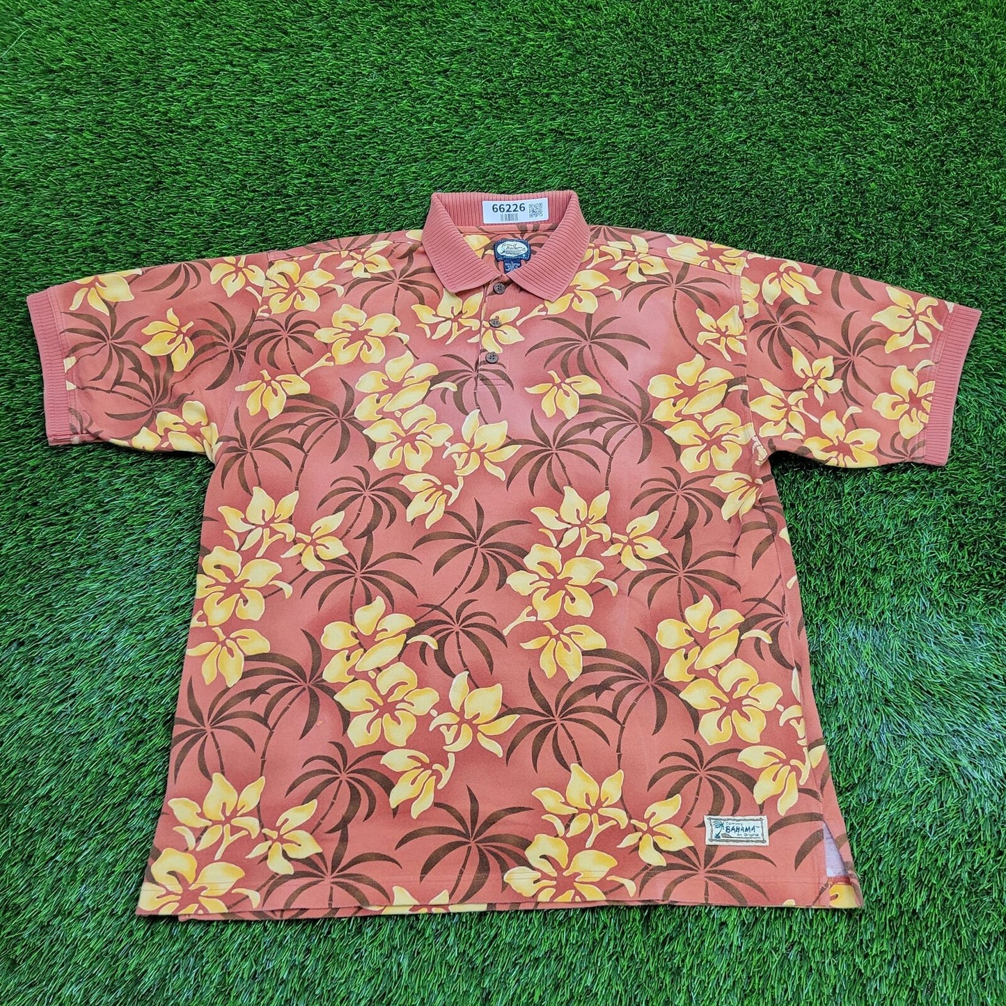 Vintage Tommy-Bahama AOP Shirt Large 23x29 Orange