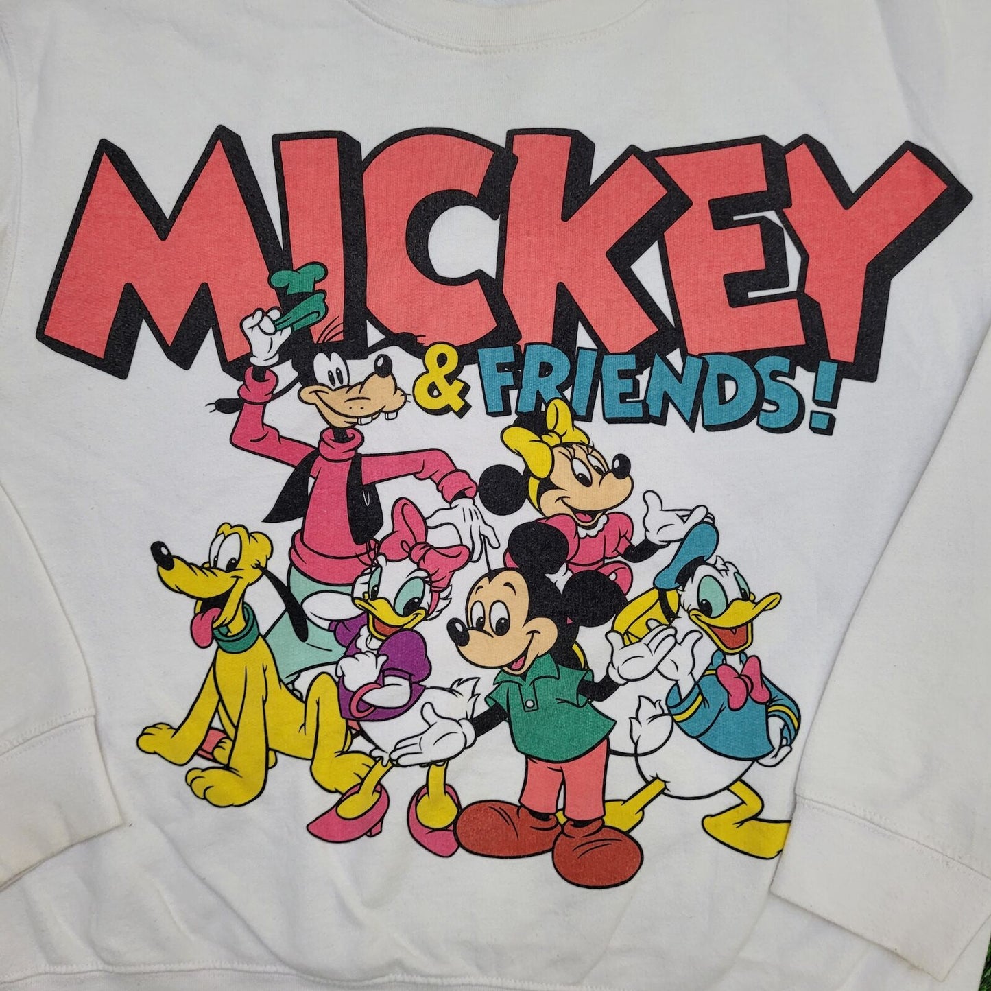 Disney Mickey Mouse Sweatshirt Women Medium 21x21 White Boxy