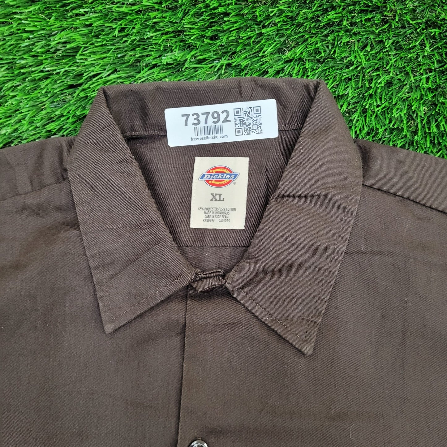 DICKIES Button Shirt XL/2XL 26x31 Extra-Baggy Brown