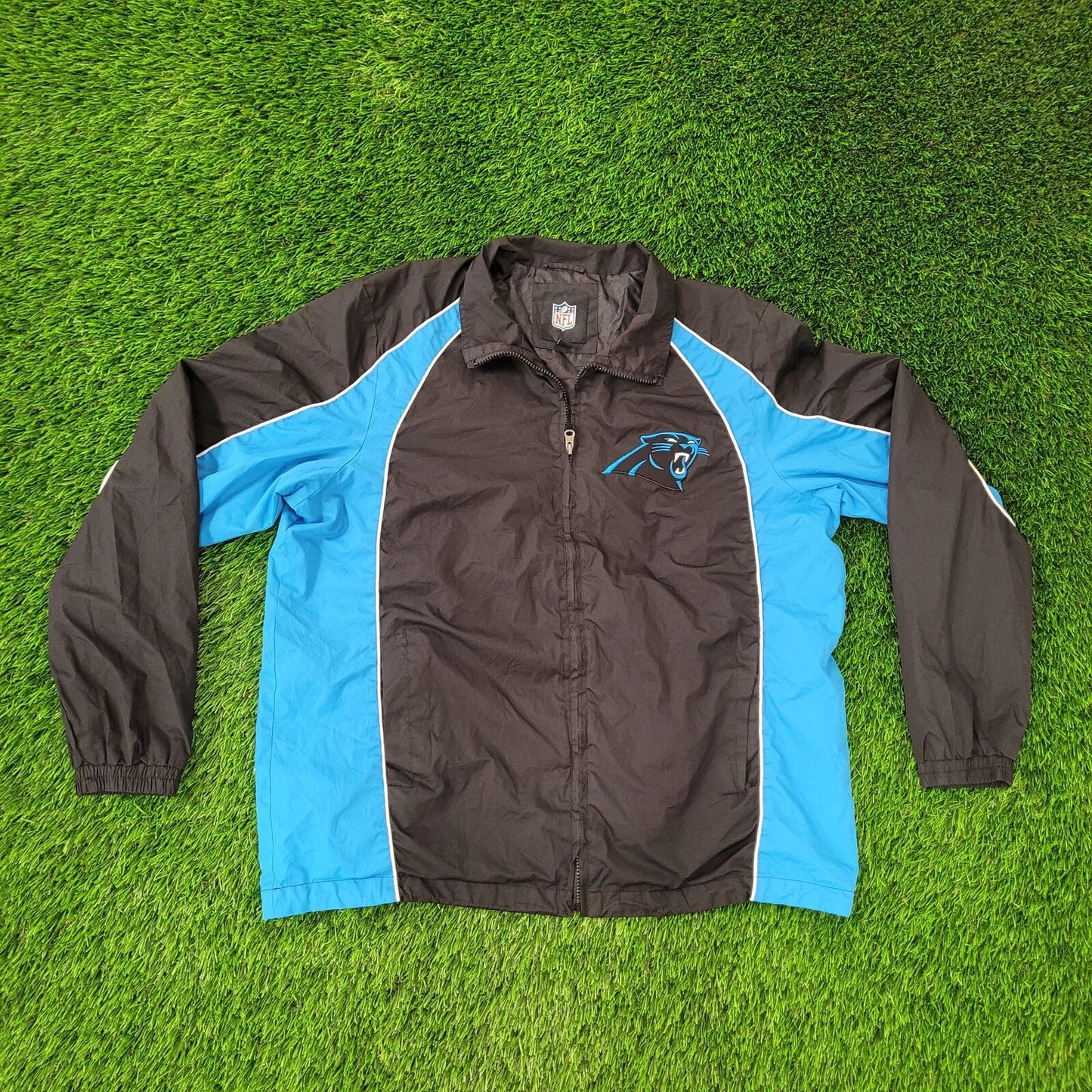 Carolina Panthers Jacket Large 25x27 Black Blue