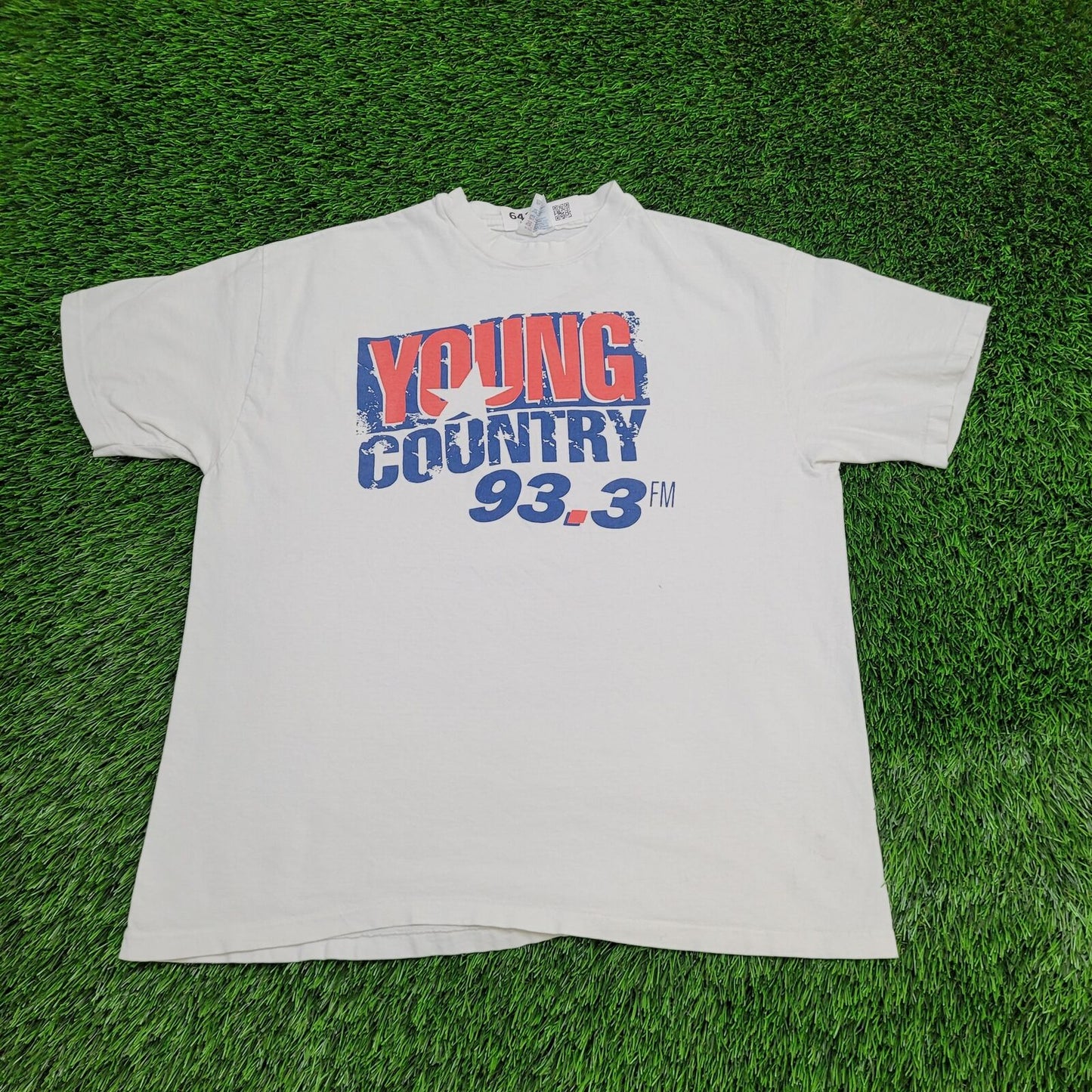 Vintage Young-Country KRZZ 93.3 FM Shirt Large 21x25 White