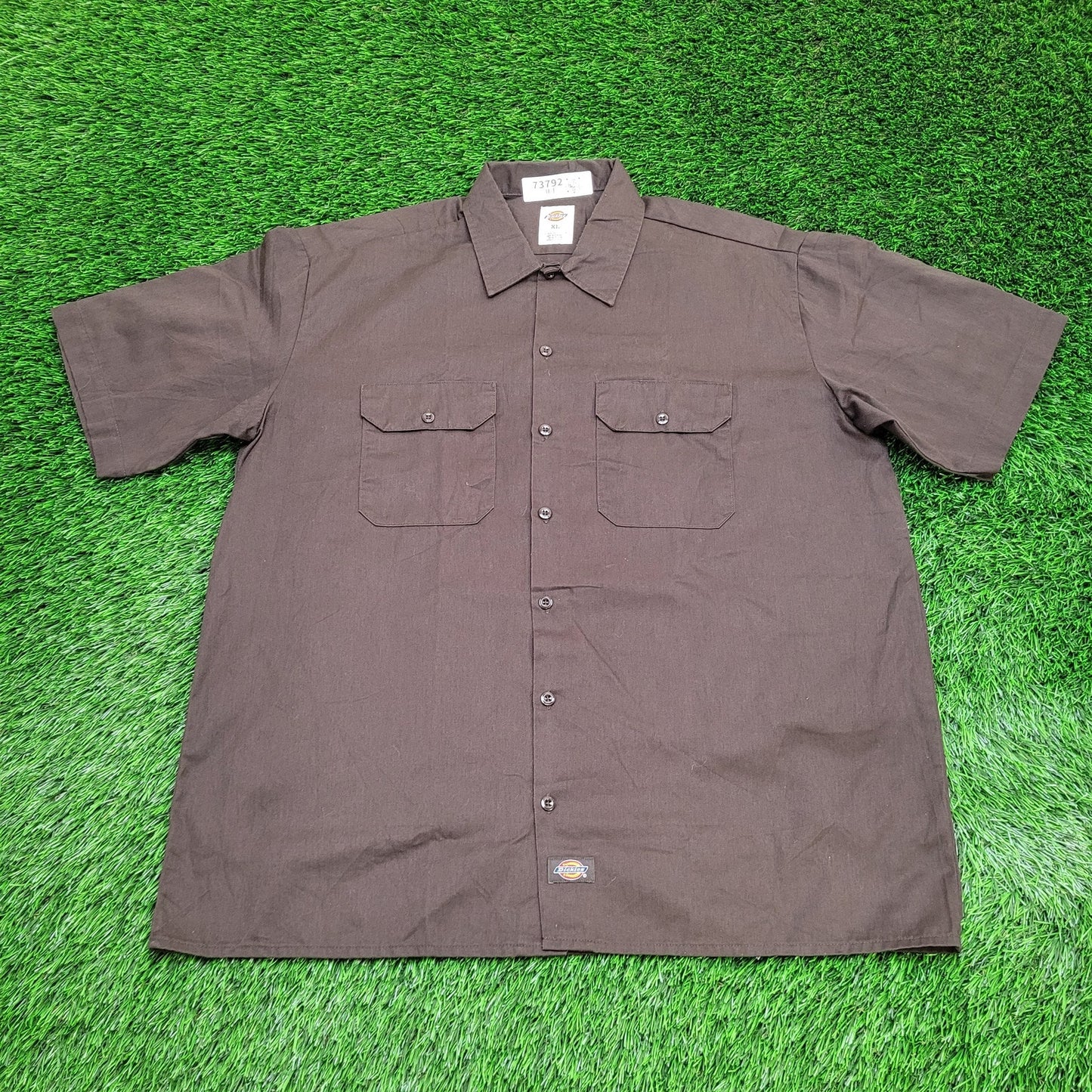 DICKIES Button Shirt XL/2XL 26x31 Extra-Baggy Brown