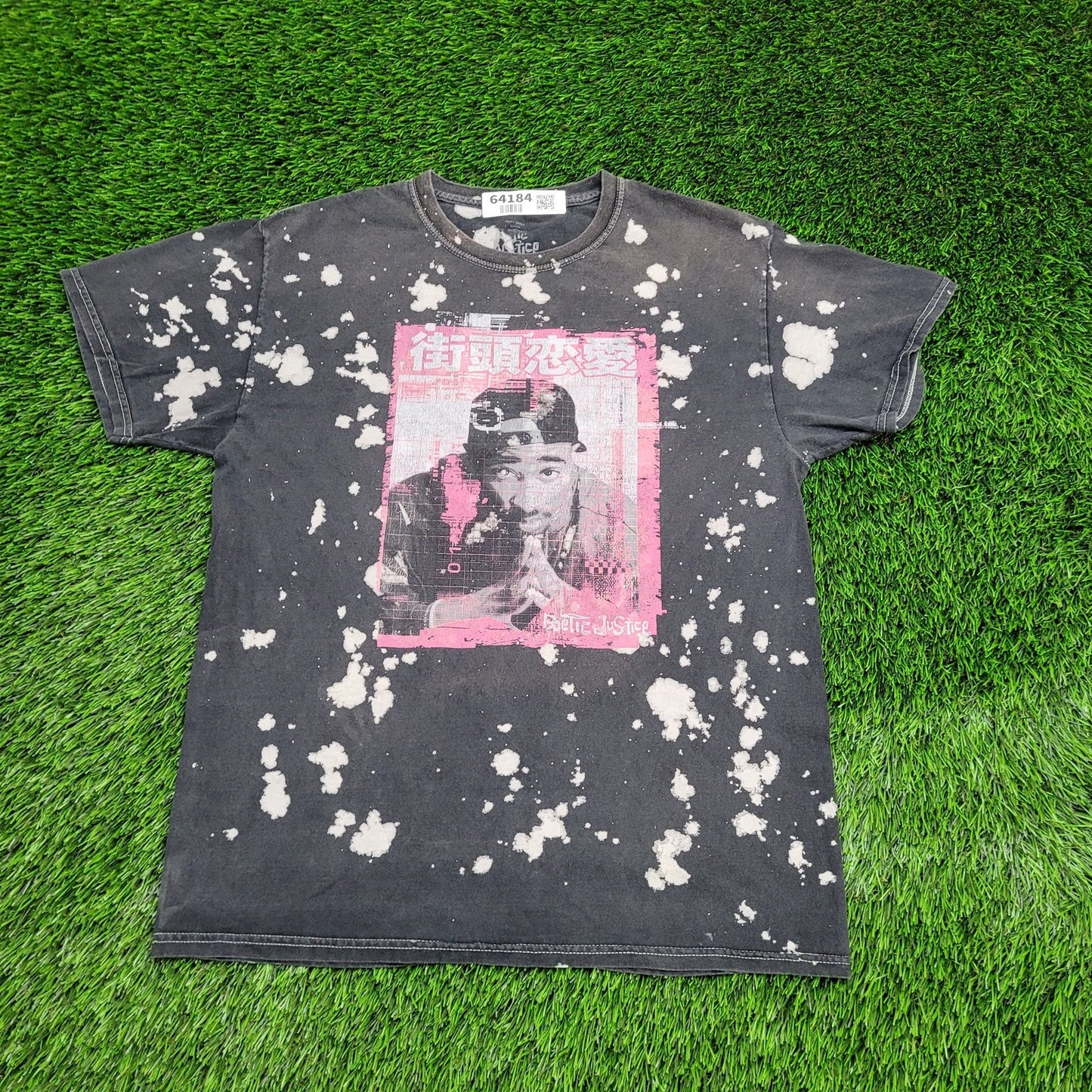 2PAC Tupac-Shakur Shirt Women Medium 19x25 Bleached Splatter