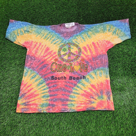 Vintage Paisley Peace Art Double-Yoke Tie-Dye Shirt Womens 2XL 24x26 South-Beach