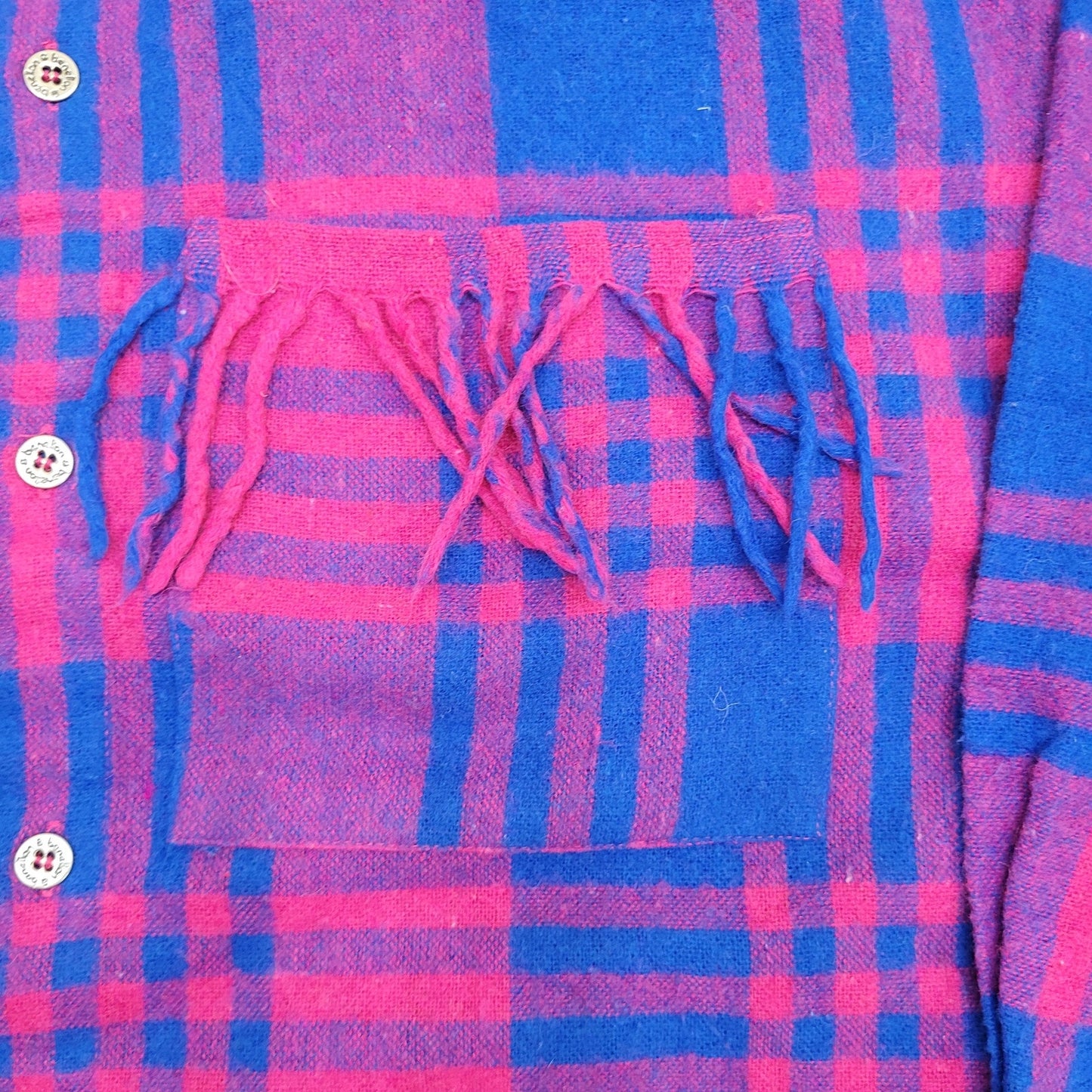 Vintage Western Tasseled Flannel Shirt S/M 22x27 Baggy