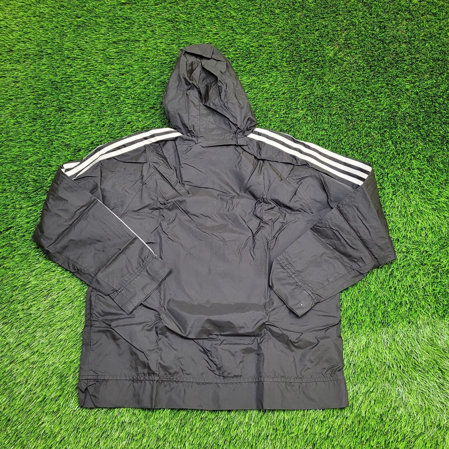 ADIDAS 3-Bar Windbreaker Jacket Small 21x24 Black