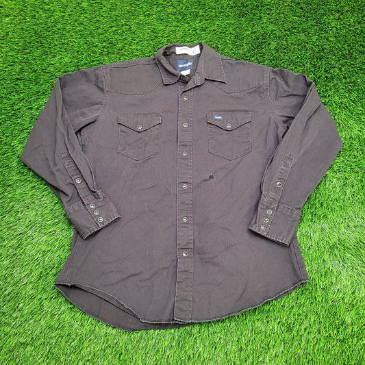 Wrangler Pearl Snap Button Shirt XL 23x30 Black