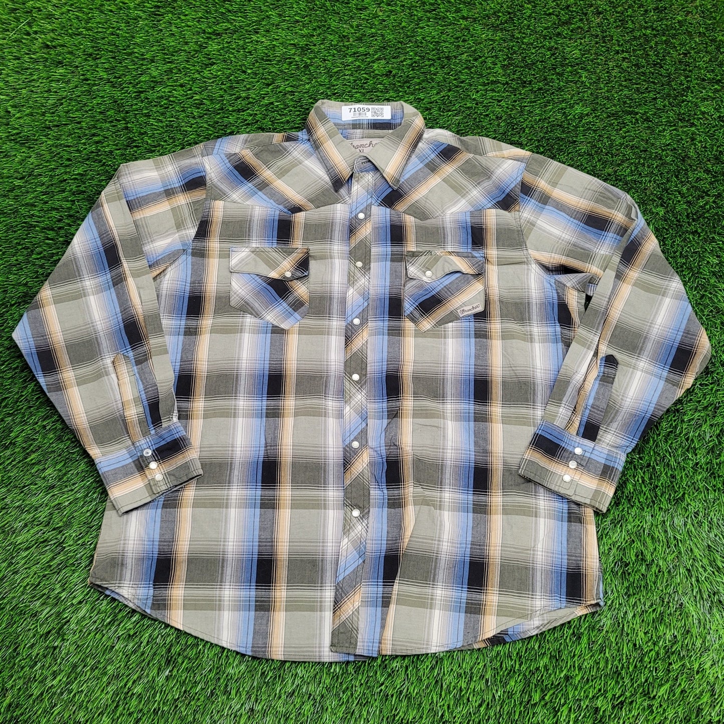 Wrangler Wrancher Pearl-Snap Shirt XL 24x30 Shadow Plaid