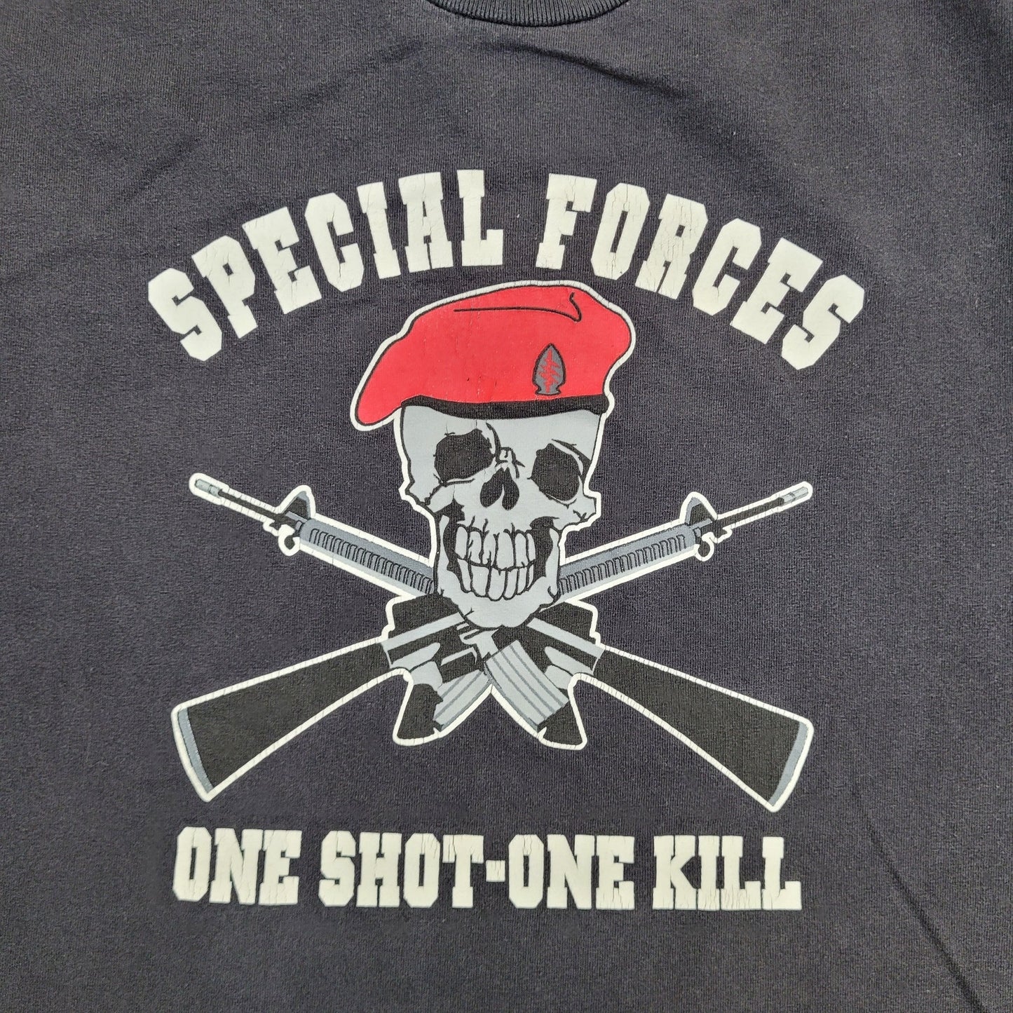 Vintage Special Forces Skull Shirt XL 23x28 Faded Y2K