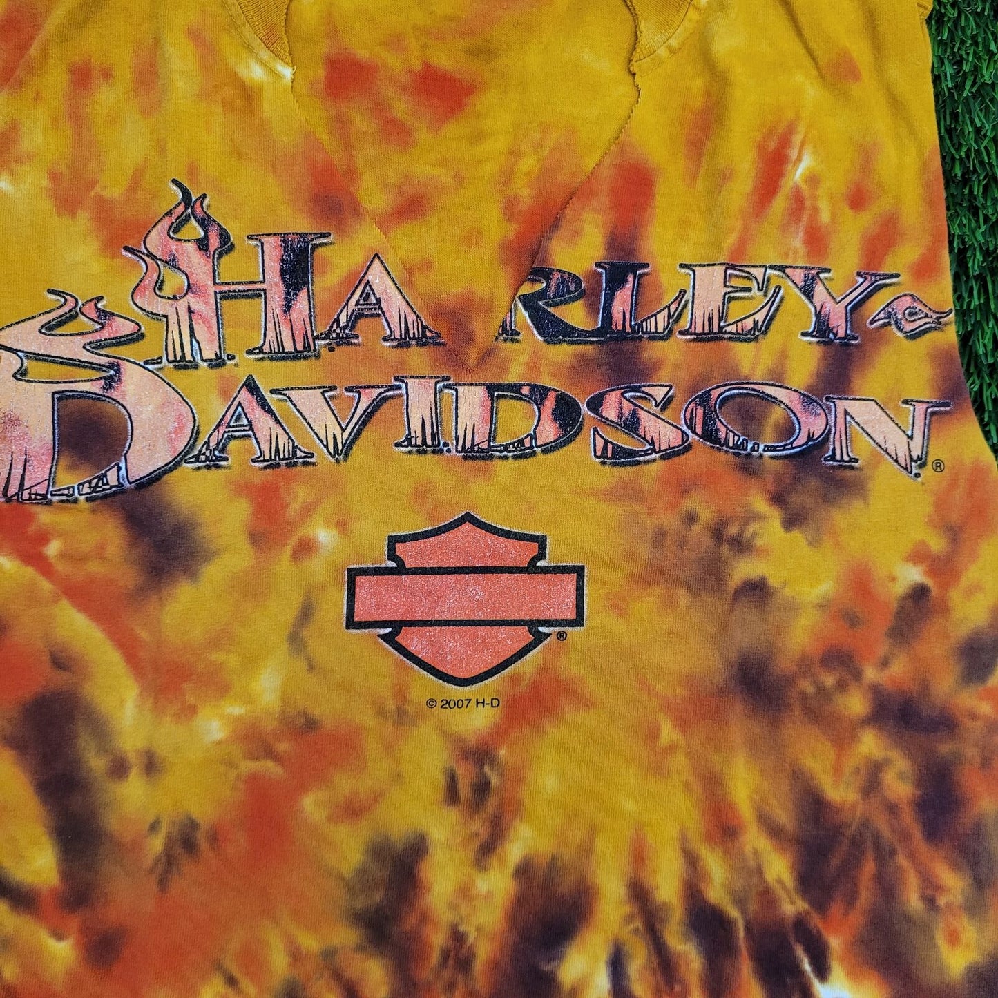 Harley Davidson Flaming Shirt Small 17x26 Orange