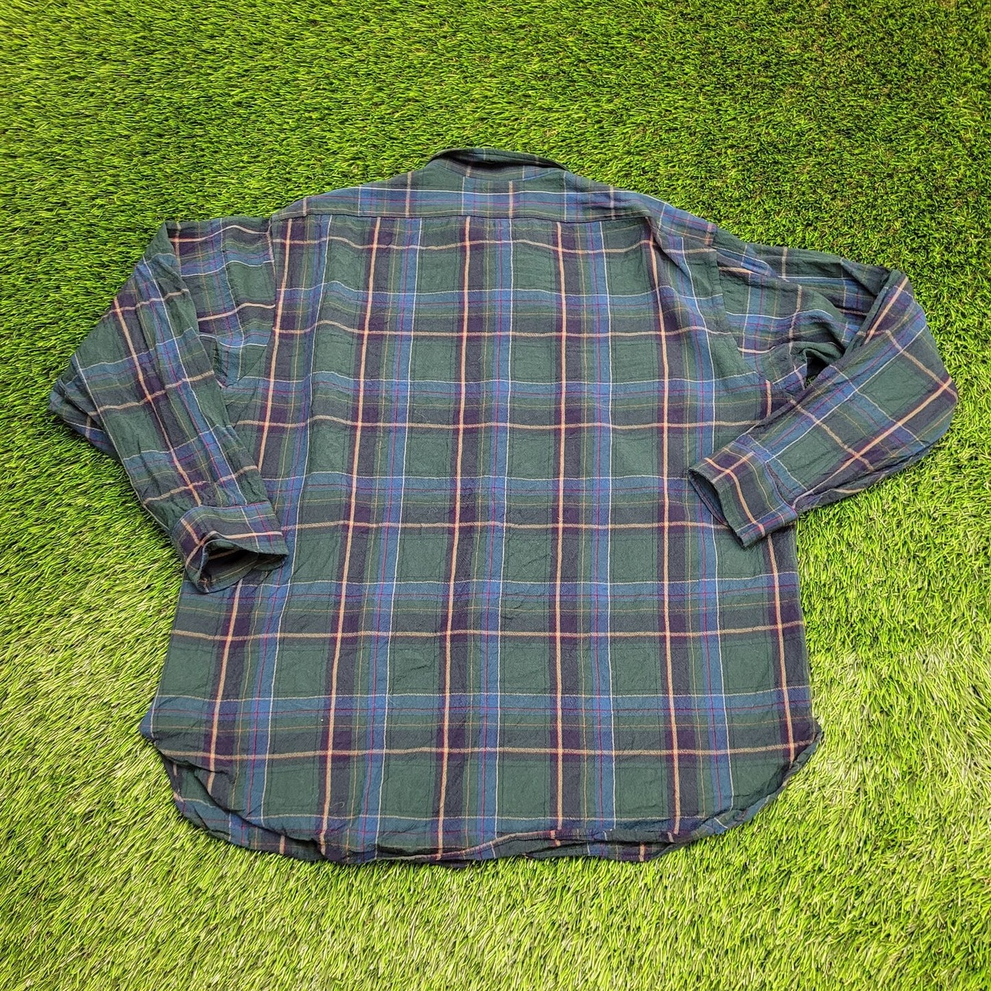 Vintage SIR Pendleton Wool Plaid Button Shirt XL 23x28 Green