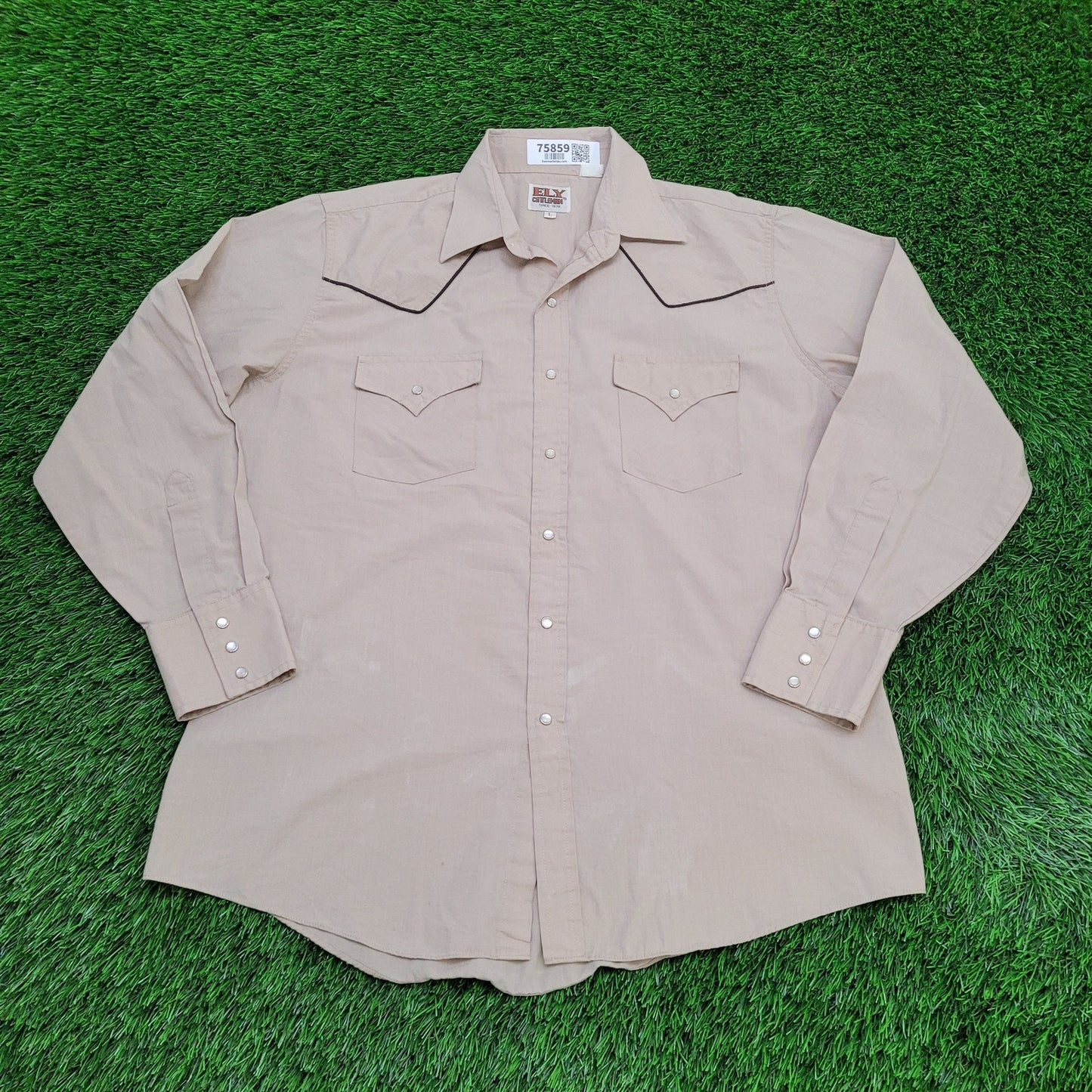 Ely-Cattleman Pearl-Snap Shirt Large 23x31 Baggy Yoke