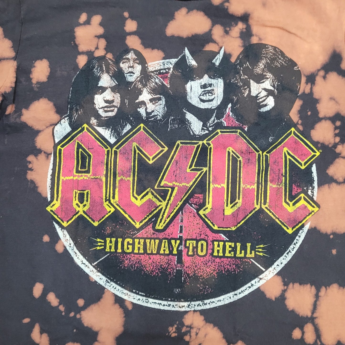 ACDC Bleached Shirt Womens Small 19x24 Black