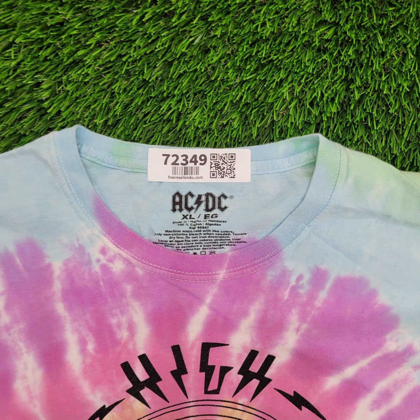 ACDC Crop-Top Shirt Womens XL 23x21 Spiral Tie-Dye