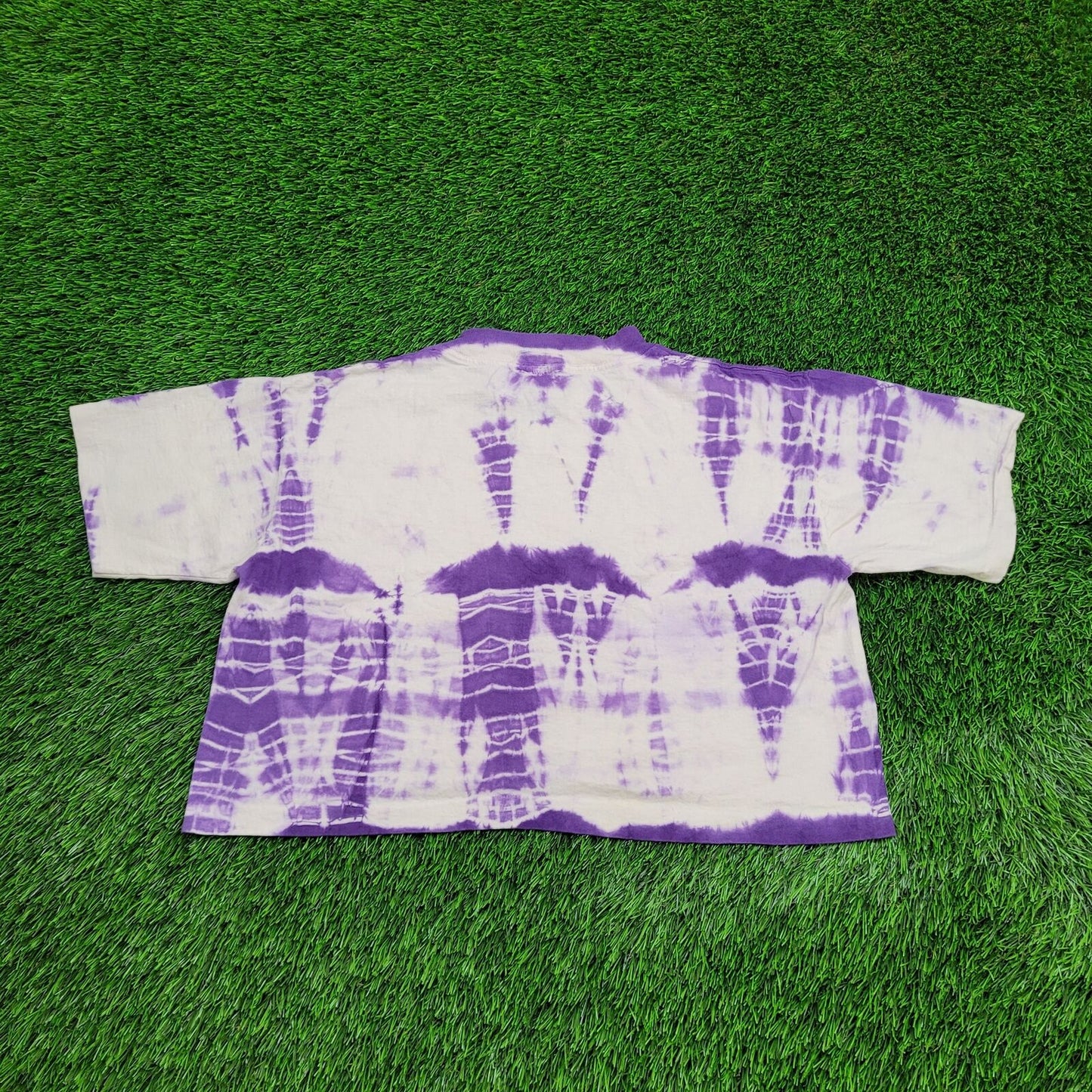 90s Shibori Cropped Top - Purple White Large 21x17