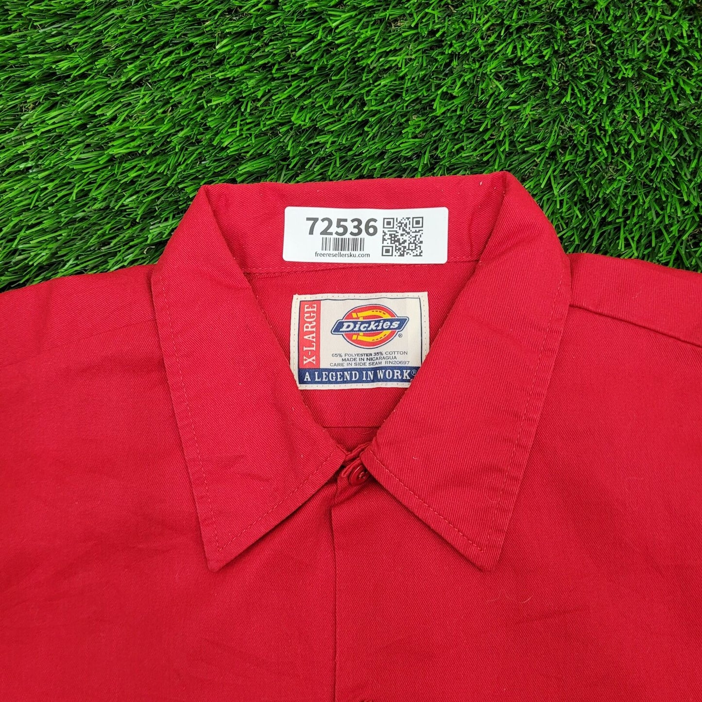 DICKIES Button Shirt XL 26x33 Baggy Red