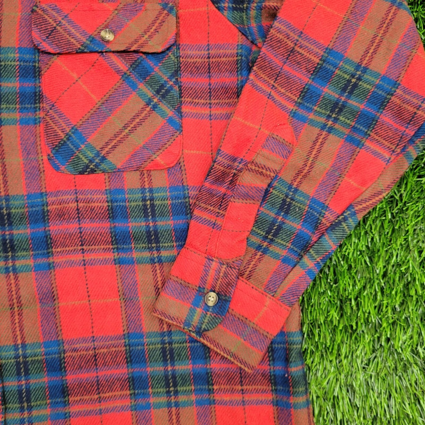 Vintage Trails-End Plaid Shirt Medium 22x30 Red